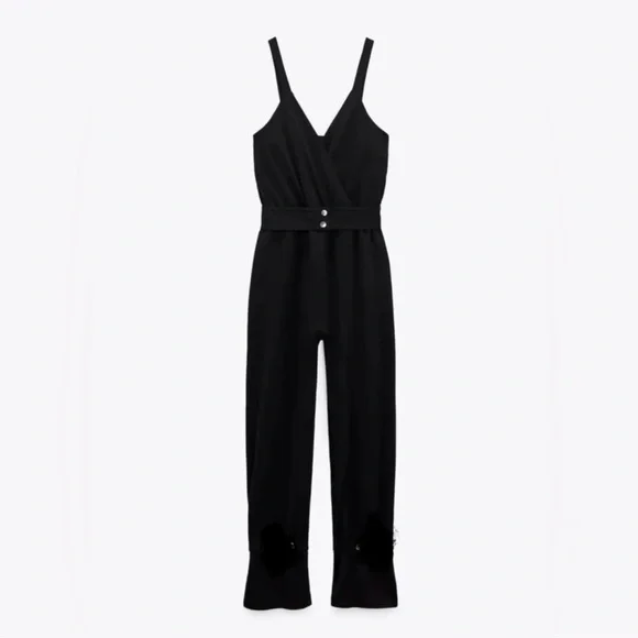 Zara cuffed ankle jumpsuit. Size medium. Black. EUC. - Picture 2 of 9